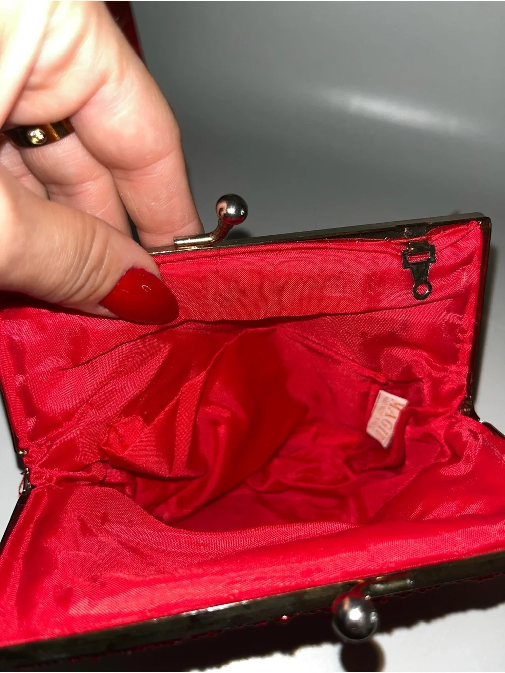 Vintage Magic Red Beaded Evening Clutch
